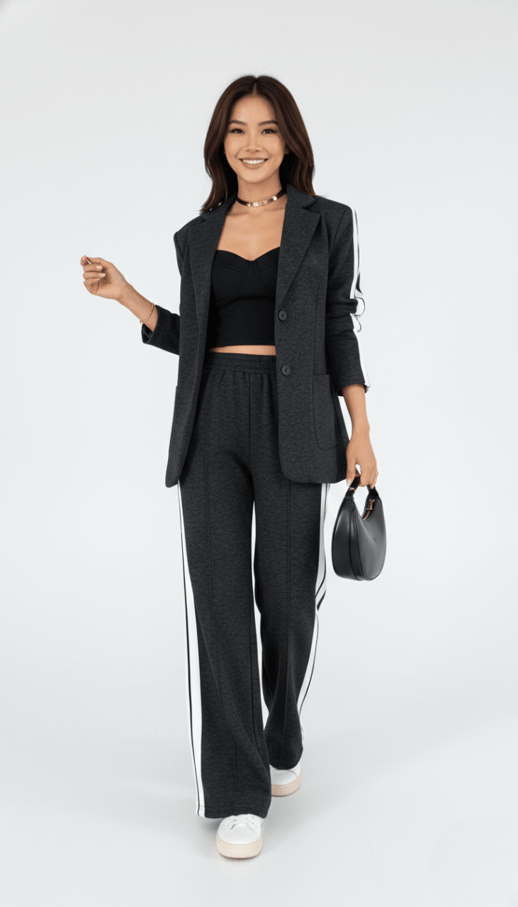 Co-ord Set Dames Gestreept Katoen – Athleisure | Miss Madera - Miss Madera MIS-BK2QCV