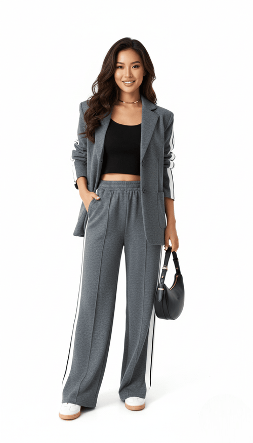 Co-ord Set Dames Gestreept Katoen – Athleisure | Miss Madera - Miss Madera MIS-J67XCR