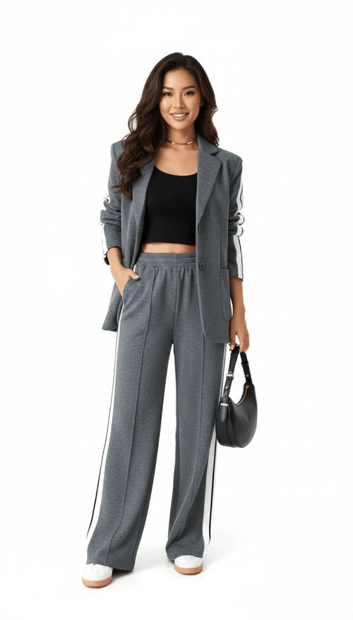 Co-ord Set Dames Gestreept Katoen – Athleisure | Miss Madera - Miss Madera MIS-J67XCR