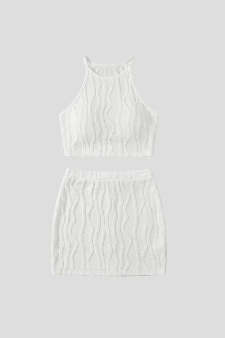 Co-ord Set Dames Halter Crop Top & Mini Rok – Zomer | Miss Madera