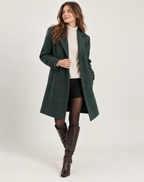 Jas Dames Geruite Wintermantel Slim Fit Knoopsluiting
