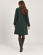 Jas Dames Geruite Wintermantel Slim Fit Knoopsluiting