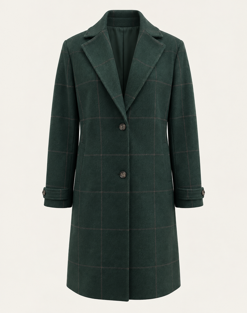 Jas Dames Geruite Wintermantel Slim Fit Knoopsluiting