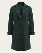 Jas Dames Geruite Wintermantel Slim Fit Knoopsluiting