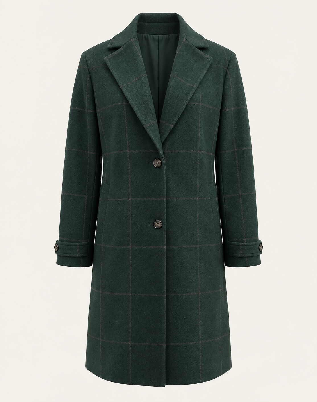 Jas Dames Geruite Wintermantel Slim Fit Knoopsluiting