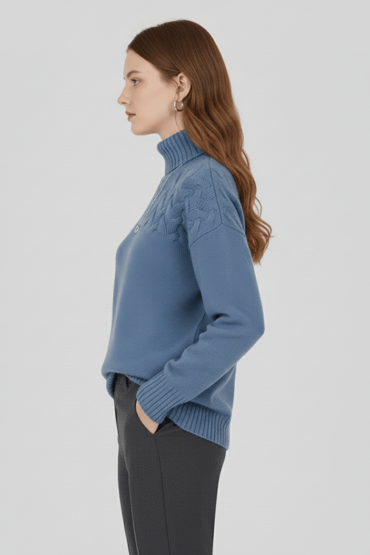 Coltrui Dames Kabelpatroon Rechte Fit Gebreid – Winter | Miss Madera - Miss Madera MIS-TGJPCK