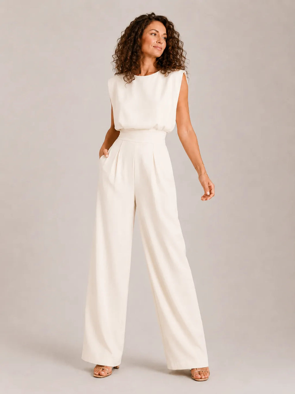 Miss | Jumpsuit Dames Mouwloos Hoge Taille Rechte Pijpen - Polyester