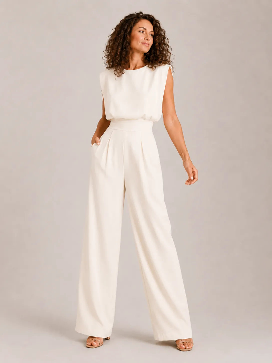 Miss | Jumpsuit Dames Mouwloos Hoge Taille Rechte Pijpen - Polyester