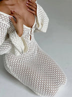 Crochet Maxi Dress met Bellmouwen en V - hals - Miss Madera