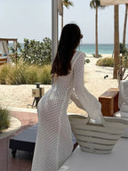 Crochet Maxi Dress met Bellmouwen en V - hals - Miss Madera