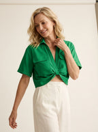 Cropped Shirt Gedraaide knoopdetail - Miss Madera