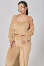 Nachtkleding Dames 3-Delig Fluffy Loungewear Wijde Pijpen
