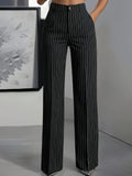 Miss | Pantalon Dames Krijtstreep Hoge Taille Rechte Pijp