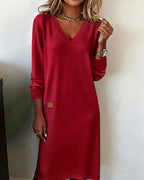 Jurk Dames Herfst/Winter Midi Gebreid - Trui - Rood