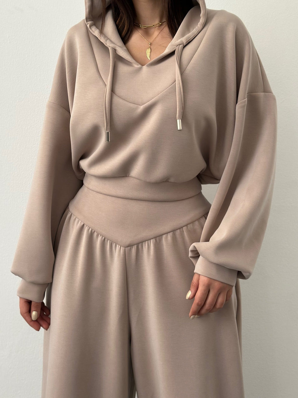 Co-ord set Dames V-hals Capuchon Casual Broekset