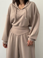 Co-ord set Dames V-hals Capuchon Casual Broekset