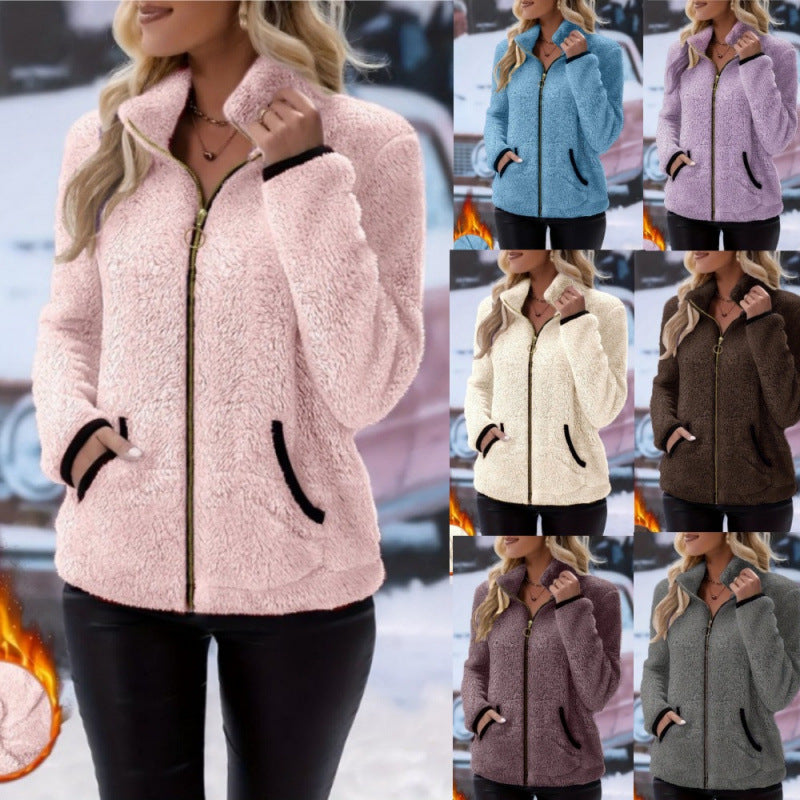 Jas Dames Dubbelzijdig Fleece Rits Capuchon