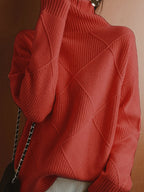 Miss | Trui Dames Oversized Hoge Kraag Ruitpatroon - Gebreid