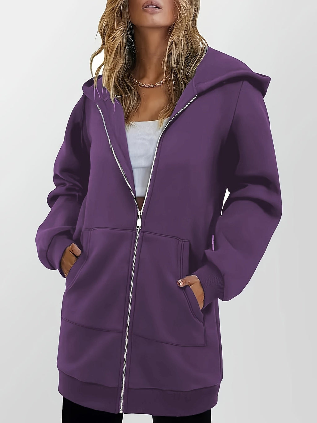 Miss | Hoodie Dames Lange Pasvorm Rits Capuchon