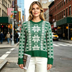 Noorse Trui Dames Sneeuwvlok – Kersttrui met Fair Isle Patroon