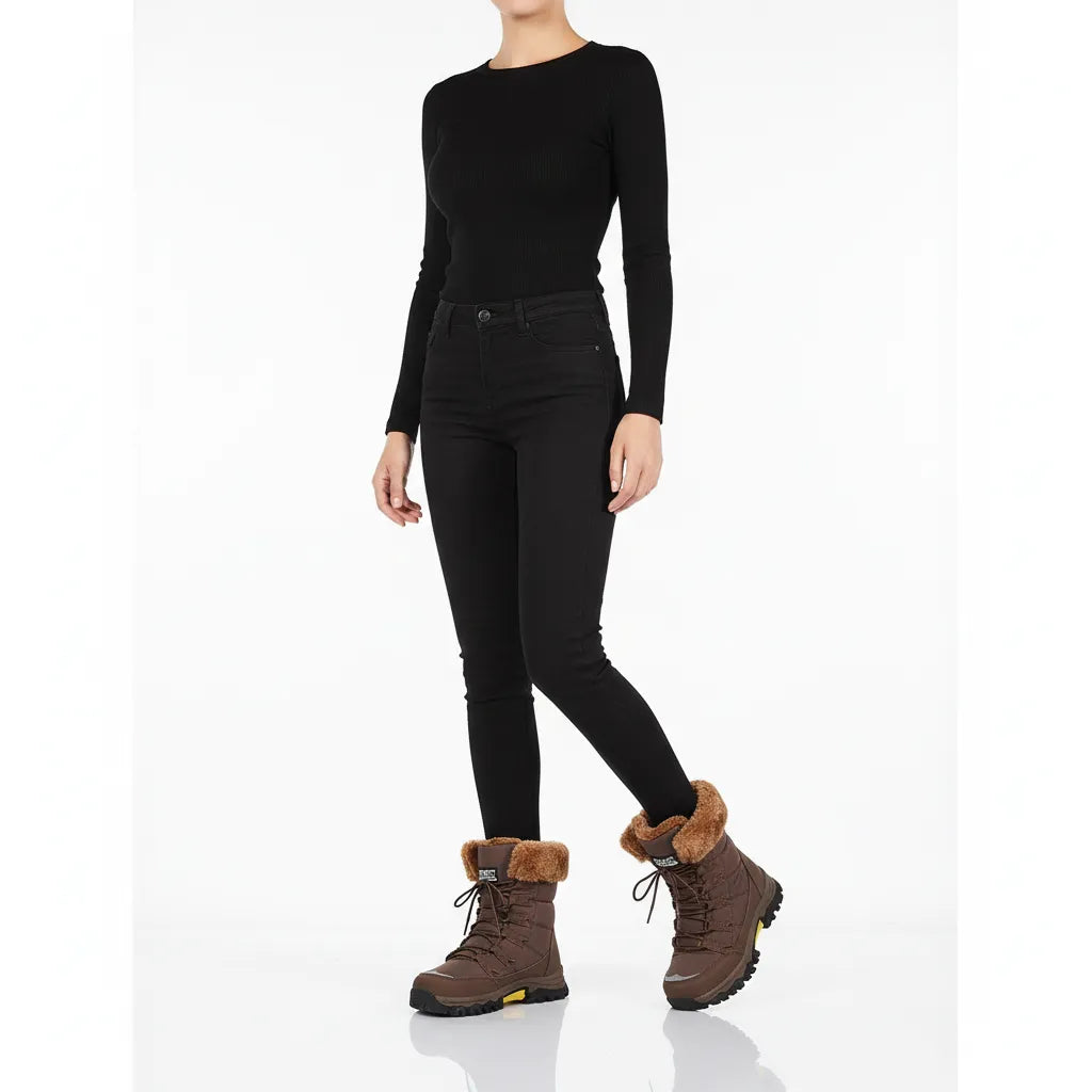 Miss | Snowboots Dames Hoge Schacht Bontkraag Gripzool