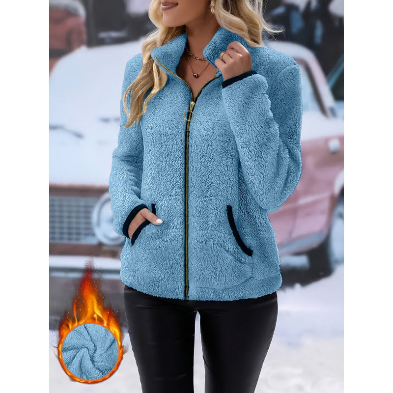 Jas Dames Dubbelzijdig Fleece Rits Capuchon