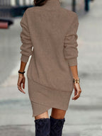 Miss | Mini Jurk Dames Ribgebreid Col Asymmetrische Zoom