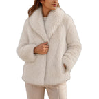 Jas Dames Gevoerd Reverskraag Bontdetail Regular Fit
