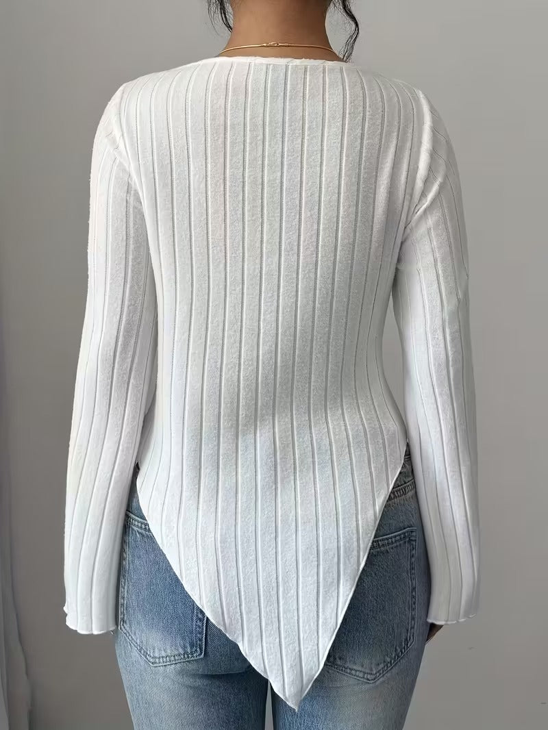 Blouse Dames V-Hals Lange Mouw Effen Kleur
