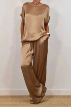 Co-ord set Dames Losse Blouse Wijde Pijpen Casual