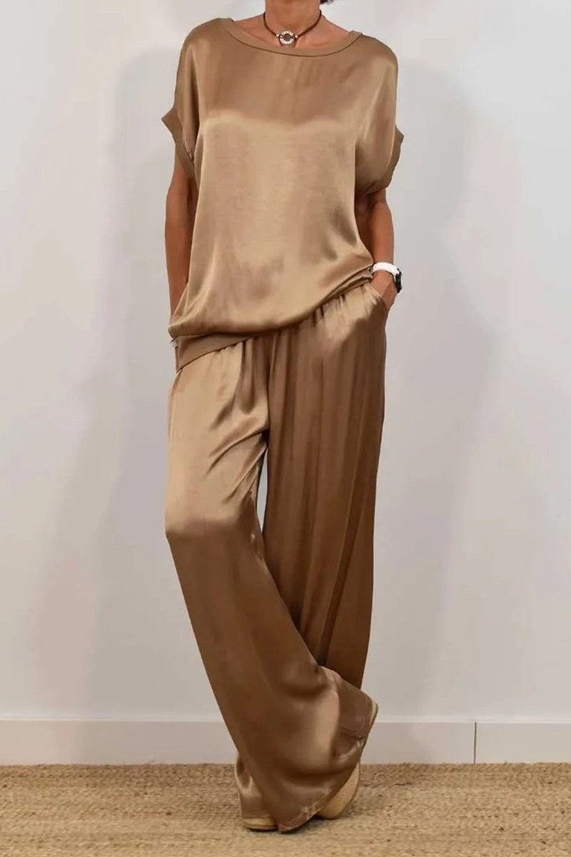 Co-ord set Dames Losse Blouse Wijde Pijpen Casual