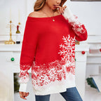 Kersttrui Dames Off Shoulder Sneeuwvlok – Off Shoulder Trui