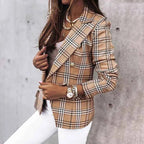 Blazer Dames Geruit Double-Breasted Getailleerd