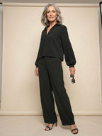 Dames Blouse Zwart Bishop Mouwen | Relaxed Fit Synthetisch - Miss Madera