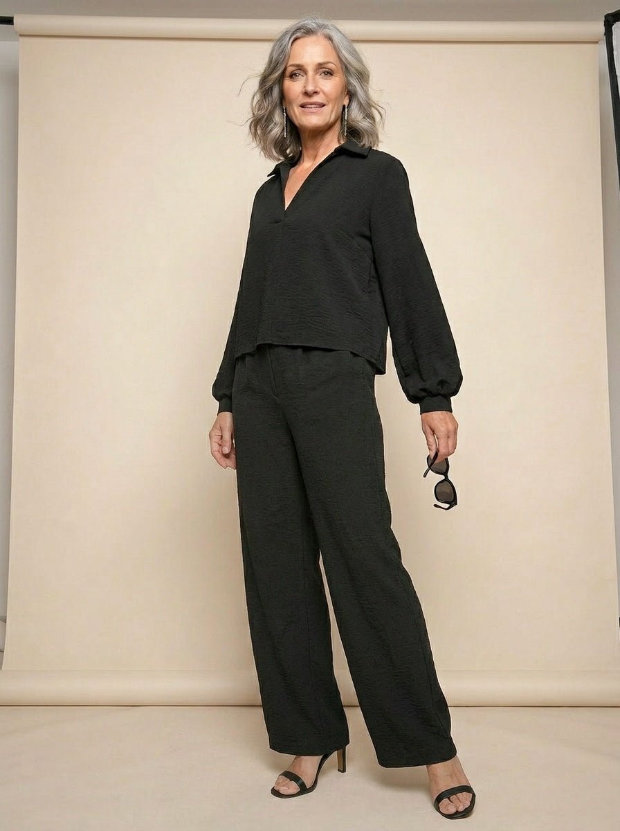 Dames Blouse Zwart Bishop Mouwen | Relaxed Fit Synthetisch - Miss Madera