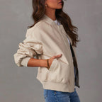 Bomberjack Dames Oversized Leatherlook met Ribboord