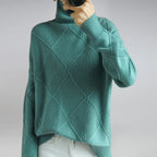 Trui Dames Coltrui Argyle Patroon Regular Fit - Wol - Turkoois