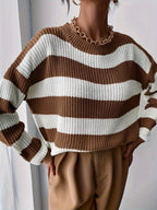 Trui Dames Oversized Gestreept met Ronde Hals