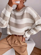 Trui Dames Oversized Gestreept met Ronde Hals