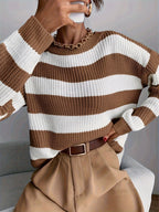 Trui Dames Oversized Gestreept met Ronde Hals