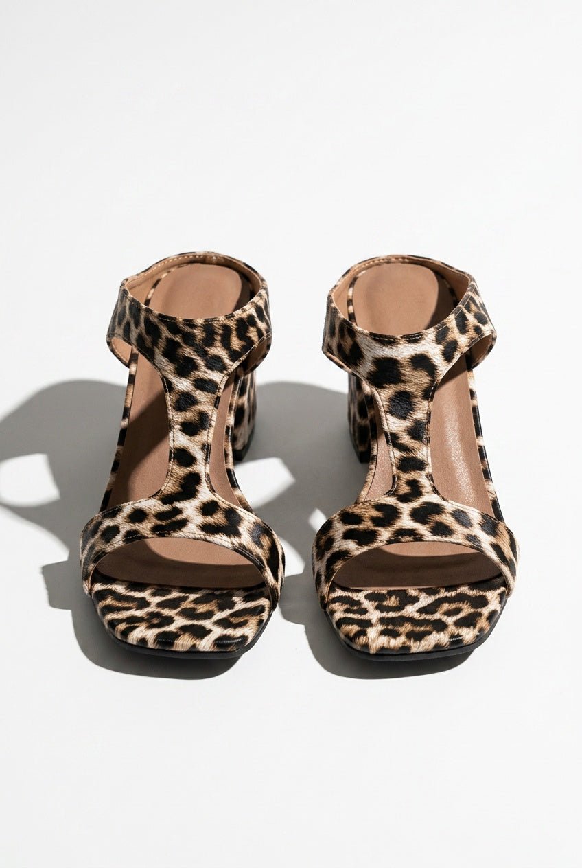 Damesslippers met blokhak luipaardprint - Miss Madera