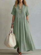 Jurk Dames Zomer Geplooide Midi - Chiffon - Groen