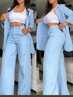 Co-ord set Dames Revers Blazer Splitsmouw Rechte Pijpen