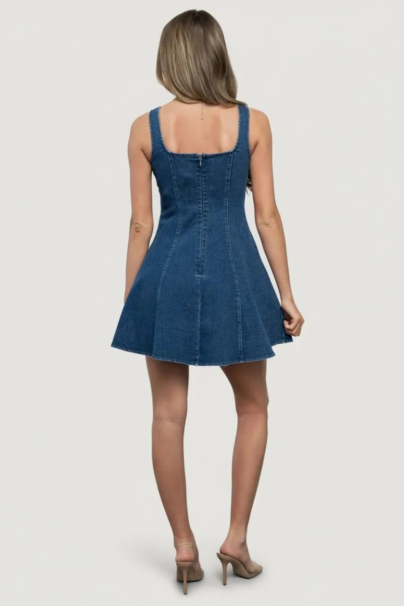 Denim Jurk Dames – Katoenen Hemdjurk met Knoopsluiting - Miss Madera