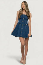 Denim Jurk Dames – Katoenen Hemdjurk met Knoopsluiting - Miss Madera