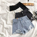 Denim Shorts Dames | Hoge Taille Rafelrand Stretch - Miss Madera