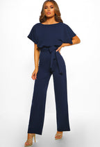 Jumpsuit Dames Elegant met Hoge Taille - Donkerblauw