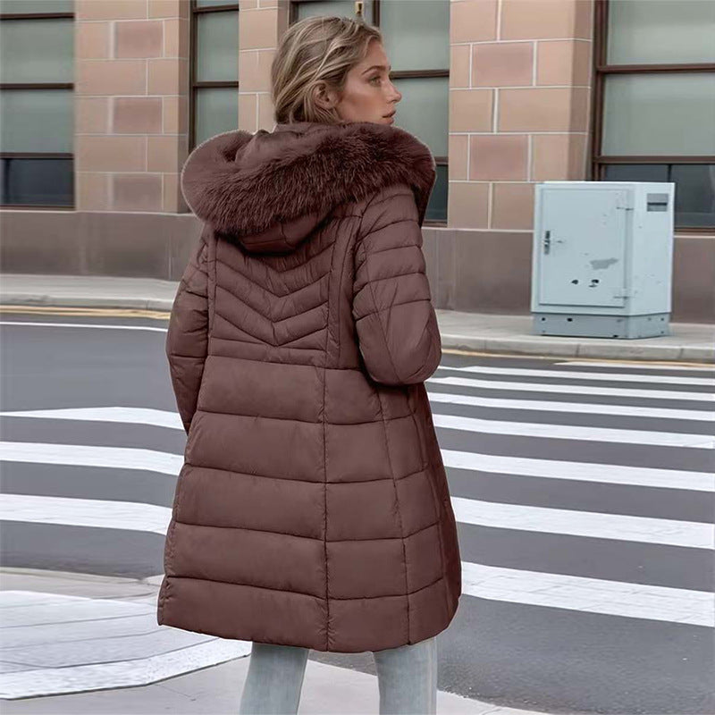 Jas Dames Slim Fit Grote Bontkraag Winterjas
