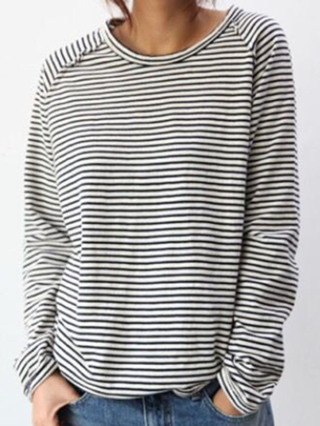 Miss | Hoodie Dames Gestreept Relaxed Fit Lange Mouw