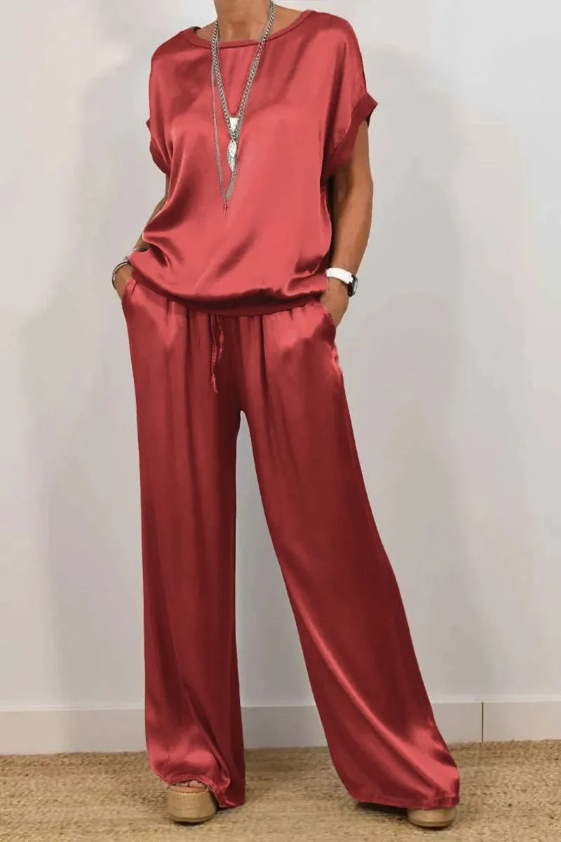 Co-ord set Dames Losse Blouse Wijde Pijpen Casual